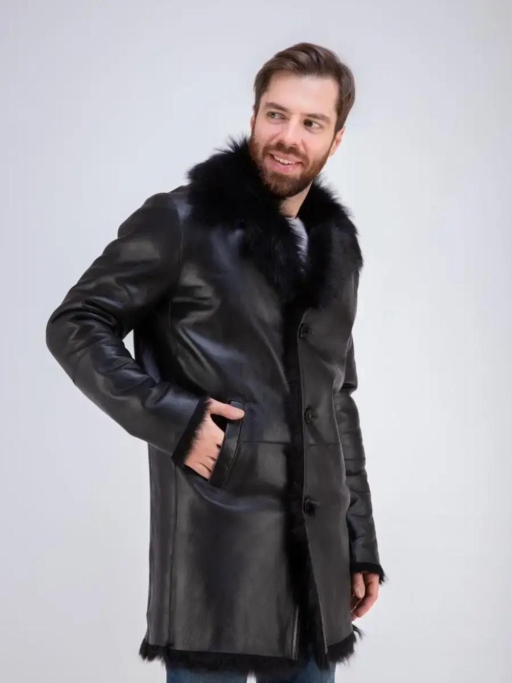 Дубленка натуральная зимняя с мехом тоскана