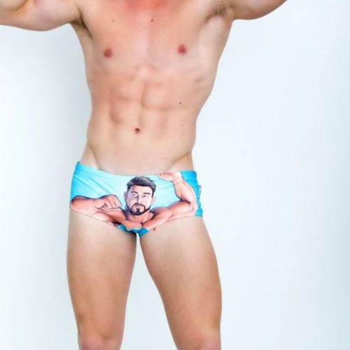 Мужские плавки UXH голубые с принтом UXH605