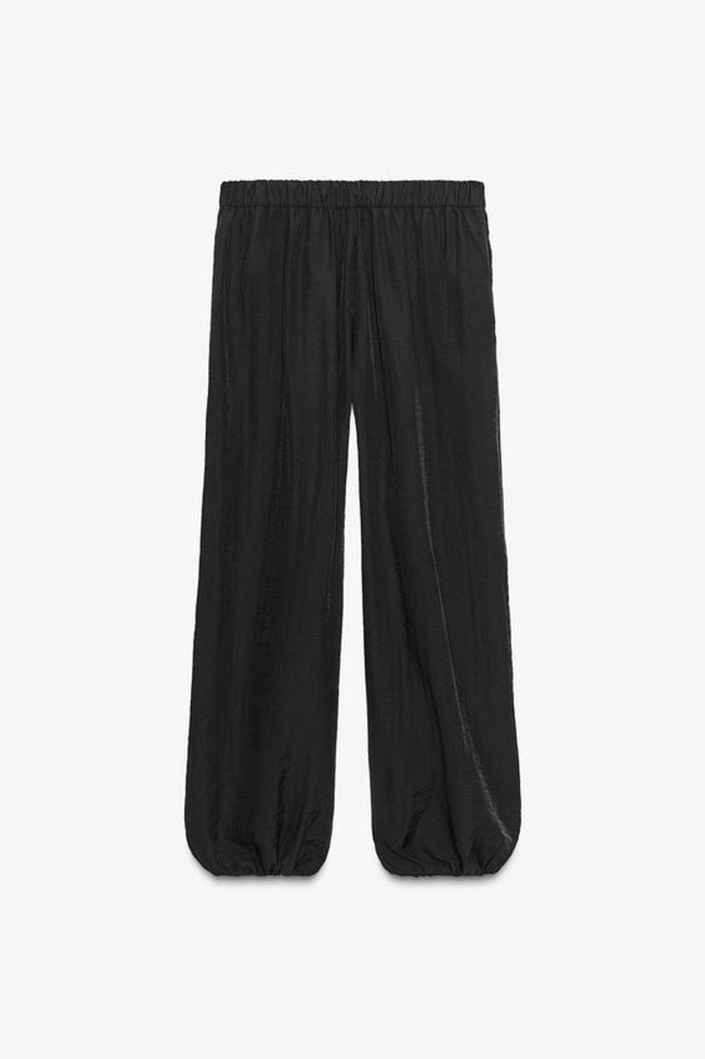 ZARA БРЮКИ-БАГГИ ИЗ СТРУЯЩЕЙСЯ ТКАНИ, ЧЕРНЫЙ