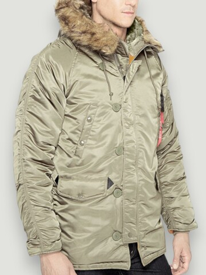 Куртка Аляска Alpha Slim Fit N-3B Parka (бежевая - dark khaki/orange)