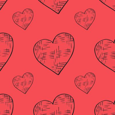 Черные сердечки на красном фоне