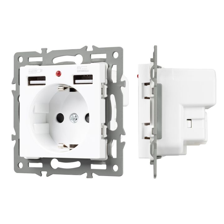 Механизм розетки с USB зарядкой SCT-MUAA-PL-WH (250V, 16A) Arlight 043733