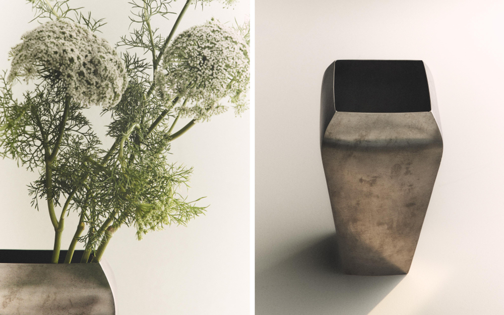 Zara Home Ваза из нержавеющей стали, цвет серый, 18 см