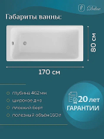 Ванна чугунная Delice Parallel Comfort DLR220502R 170x80 белая с ручками