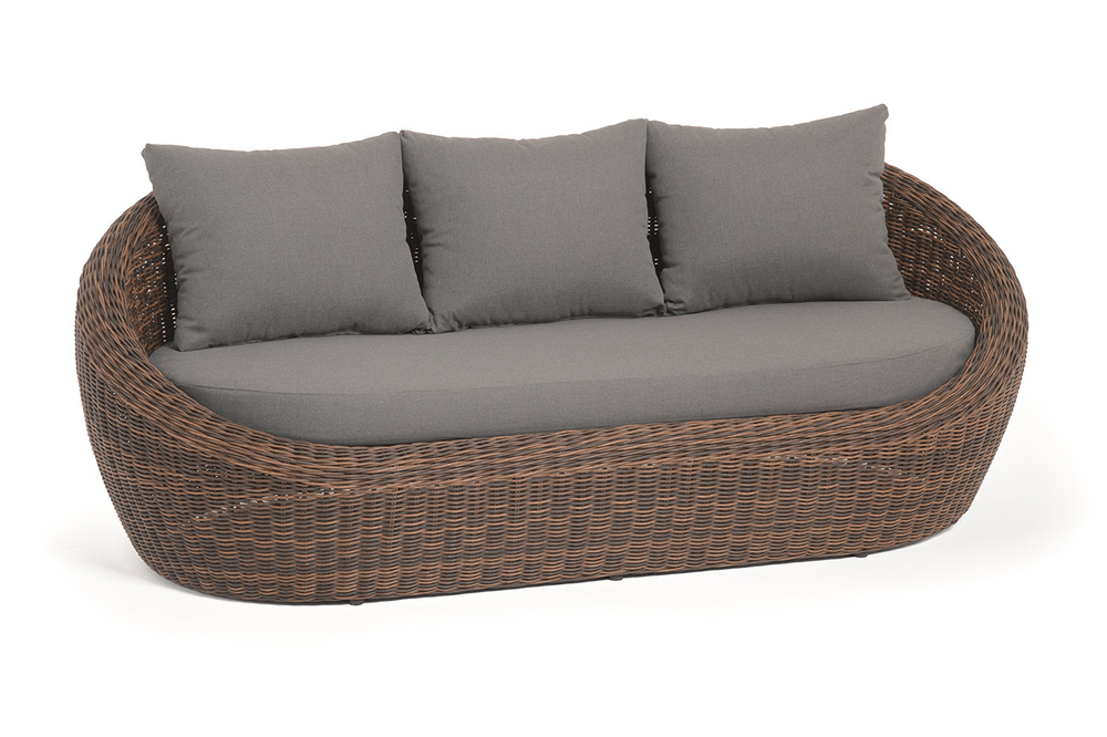 "Барселона" диван из искусственного ротанга трехместный, цвет коричневый