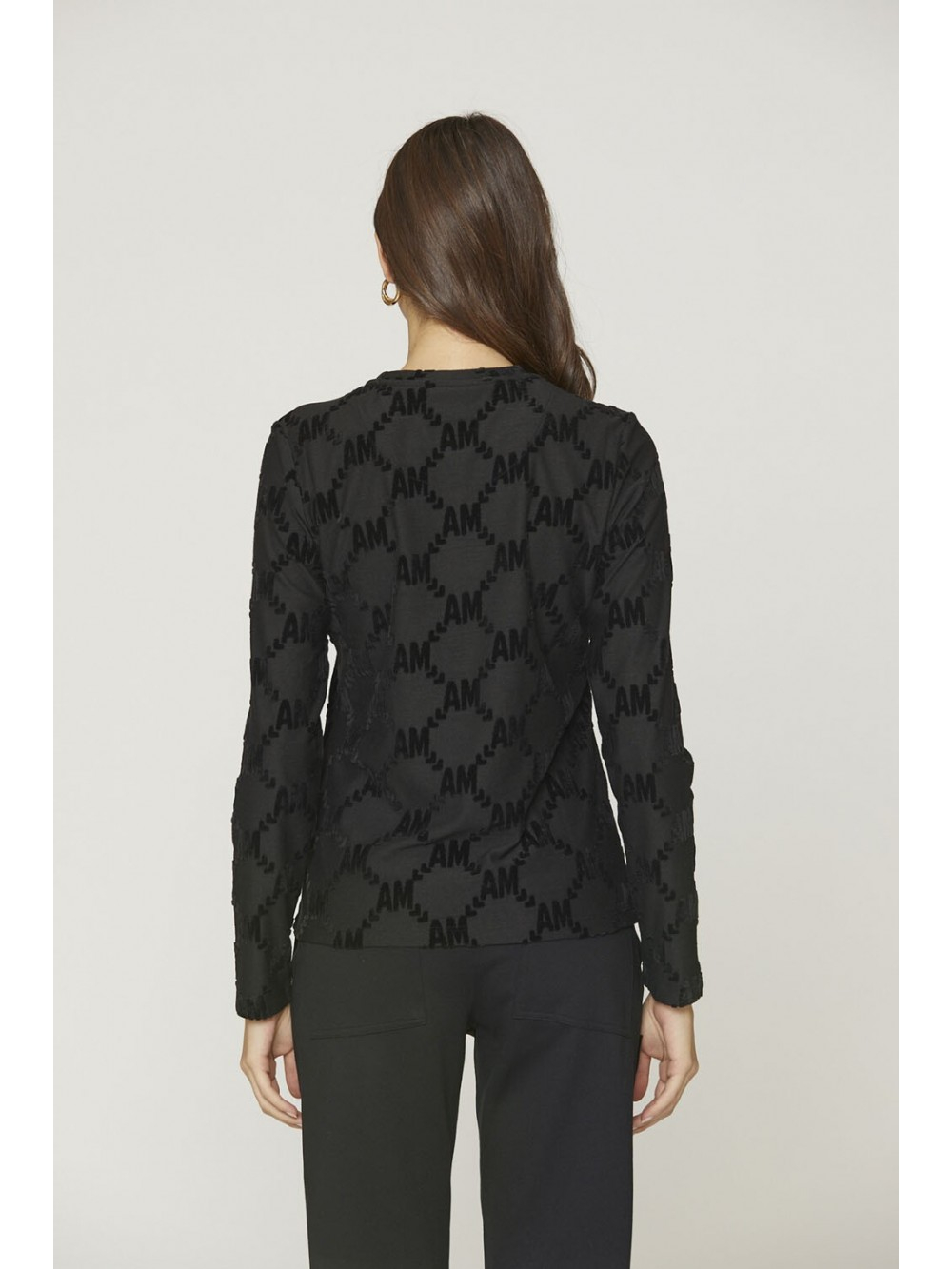 Лонгслив жен. AERONAUTICA 2177 черный бархат лого