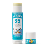 Badger, стик для лица, натуральное минеральное солнцезащитное средство, SPF 35, без запаха, 18,4 г (0,65 унции)