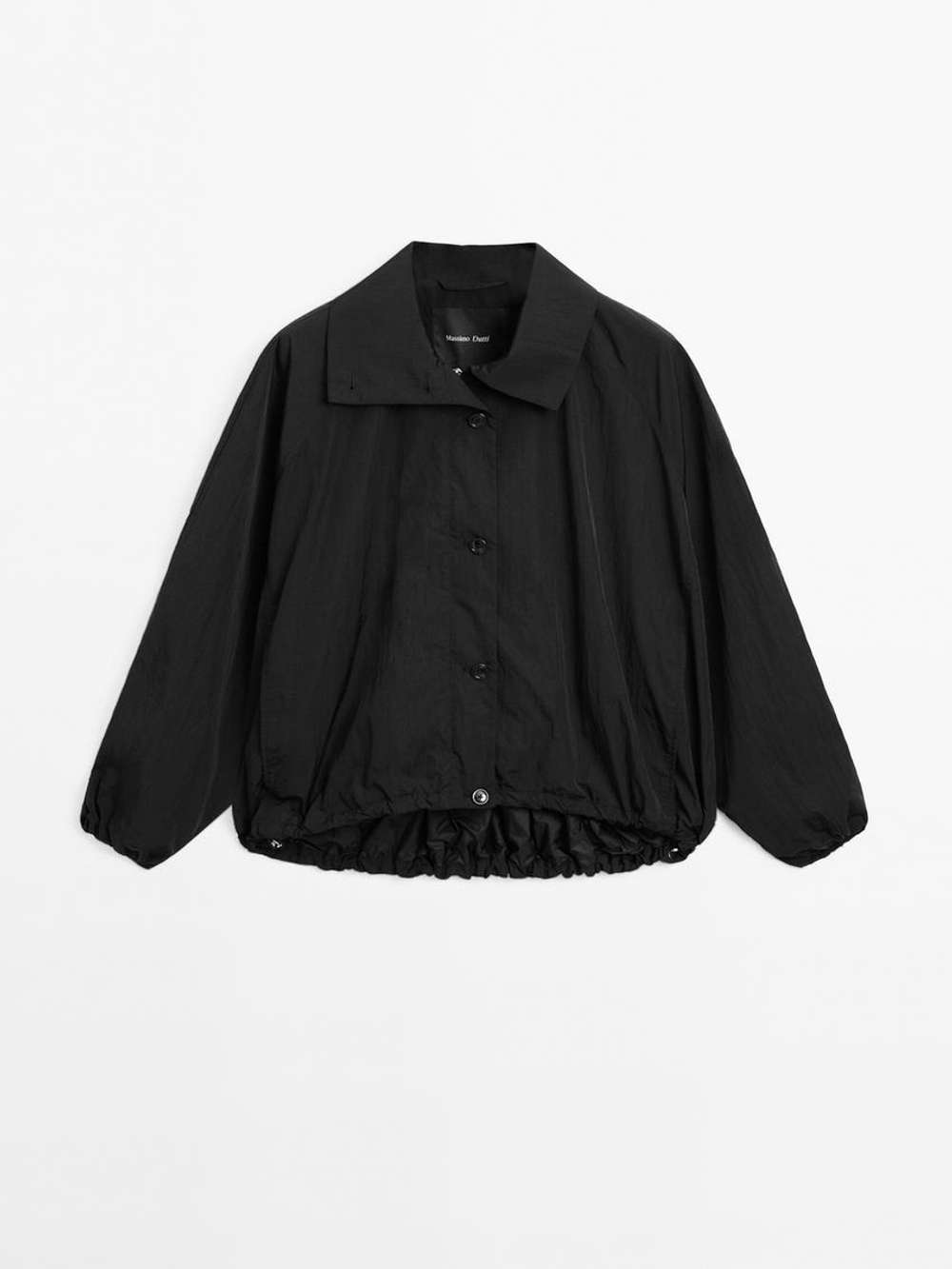 Massimo Dutti Бомбер с высоким воротником, черный