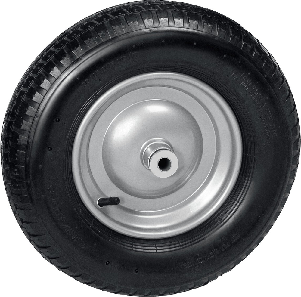 GRINDA WP-20, 4″х380мм, для тачек (арт. 422401, 422406, 422408), стальной диск, подшипник 20мм, пневматическое колесо для тачки, PROLine (422409)