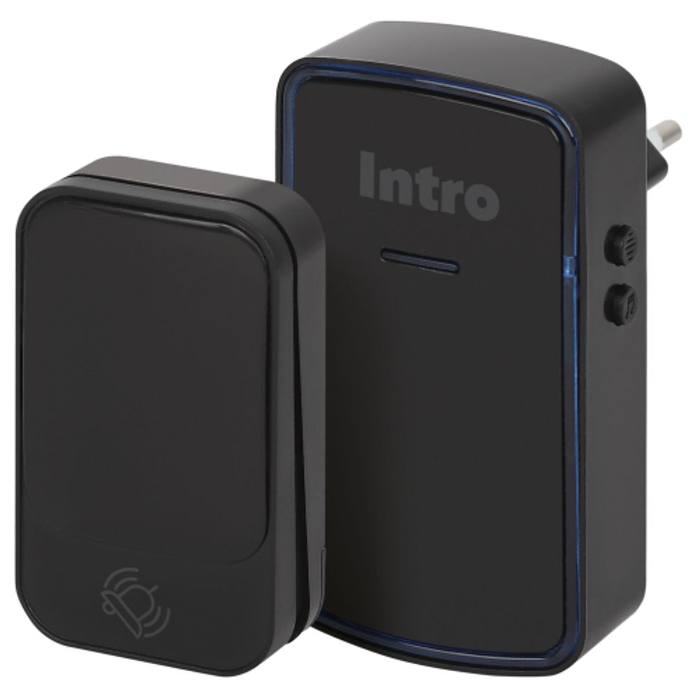 Звонок дверной Intro MP102 беспроводной LED подсветка от сети чёрный 38 мелодий | Intro