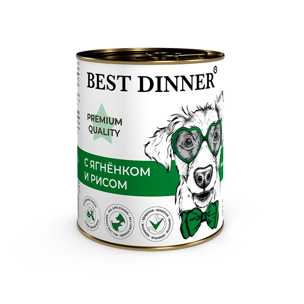 Влажный корм Best Dinner Premium Меню с ягненком и рисом для собак и щенков, 340 г