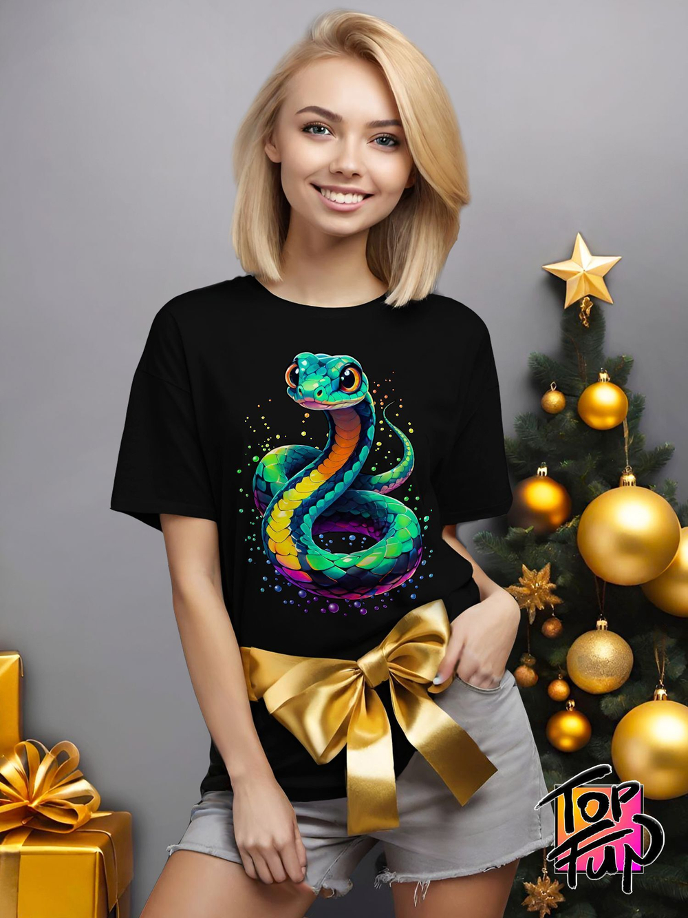 Футболка Милая змейка цветная