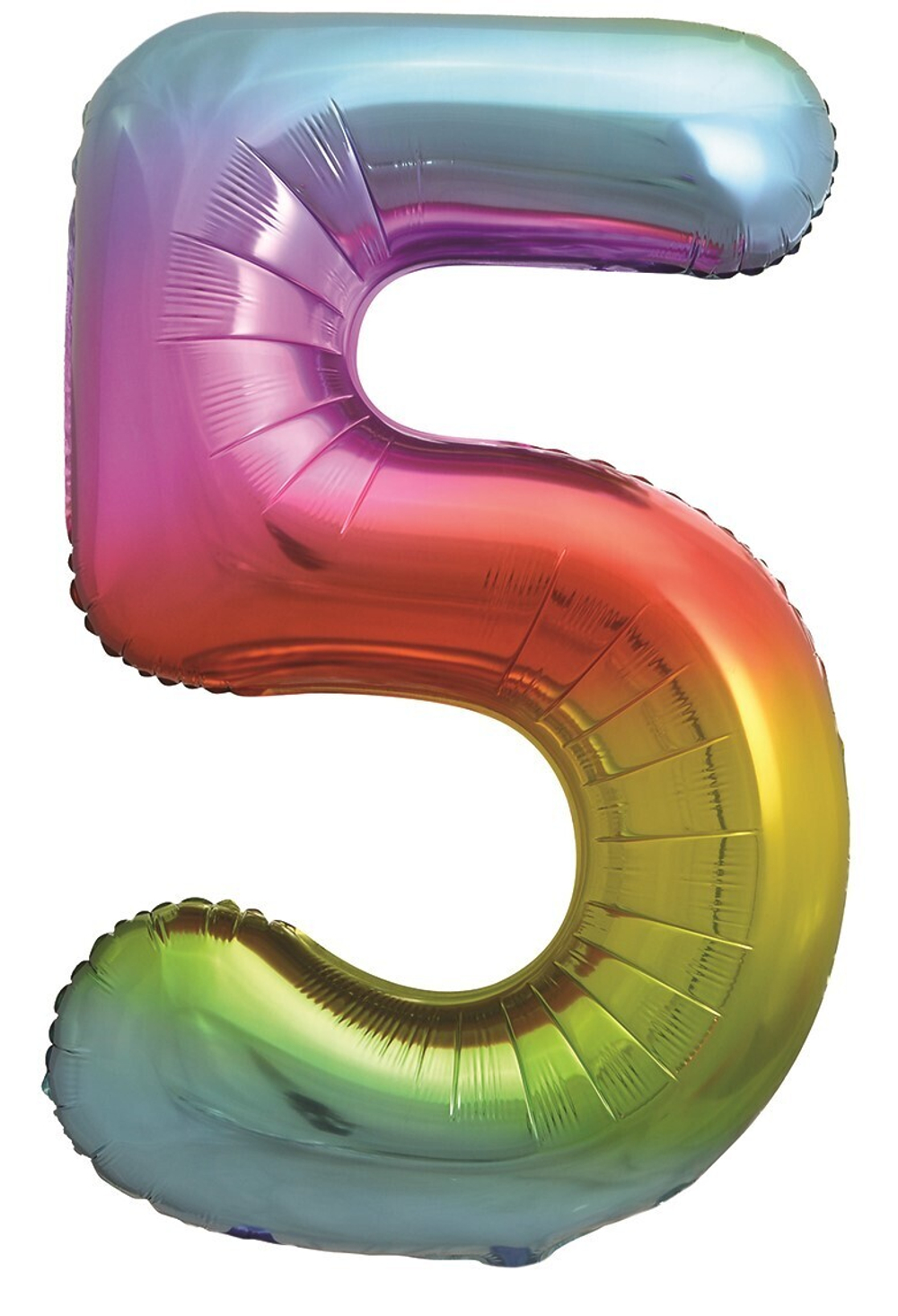 Шар (34''/86 см) Цифра, 5, Яркая радуга, Градиент
