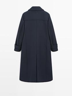 Massimo Dutti Длинное пальто с застежками-тоггл, темно-синий