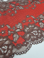 Кружево эластичное красное/коричневое КС125 (18 см)