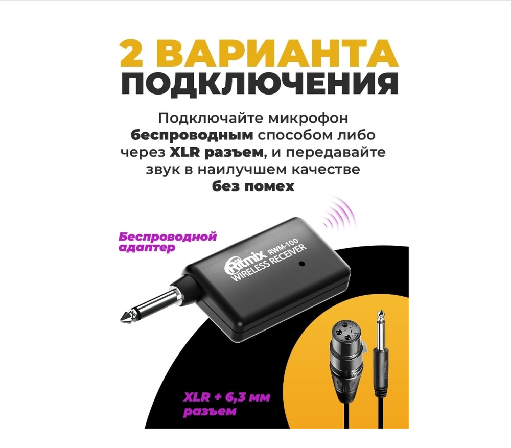 Микрофон Ritmix RWM-100 (беспроводной+шнур)