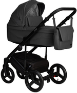 Детская коляска Indigo Lamar 3 в 1 с автокреслом Avionaut Cosmo Grey La07 т.серая кожа
