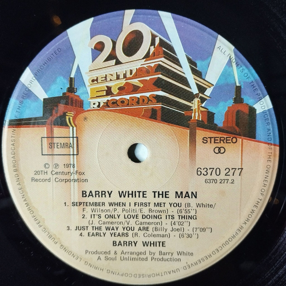 Винтажная виниловая пластинка LP Barry White The Man (Germany 1978)