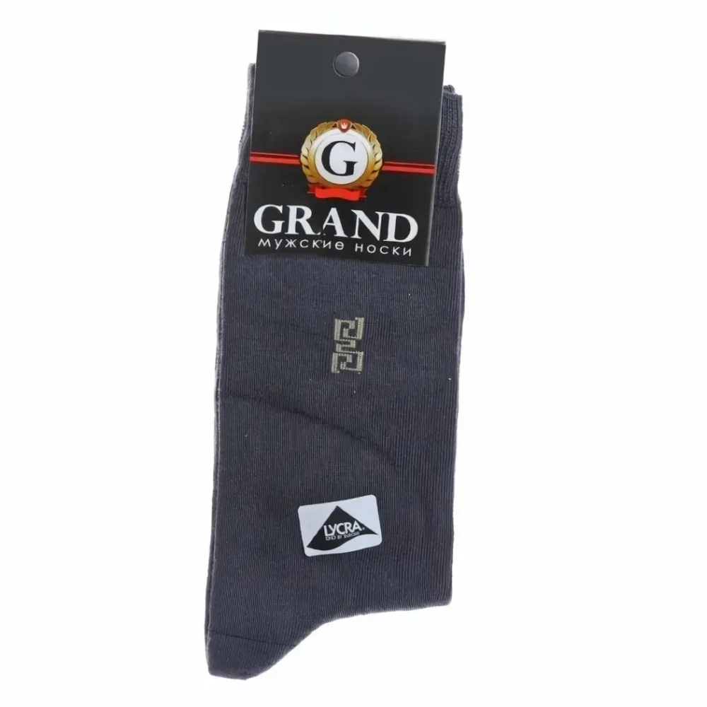 Носки мужские GRAND LINE (М-101, рисунок на паголенке), тёмно-серый, р. 29
