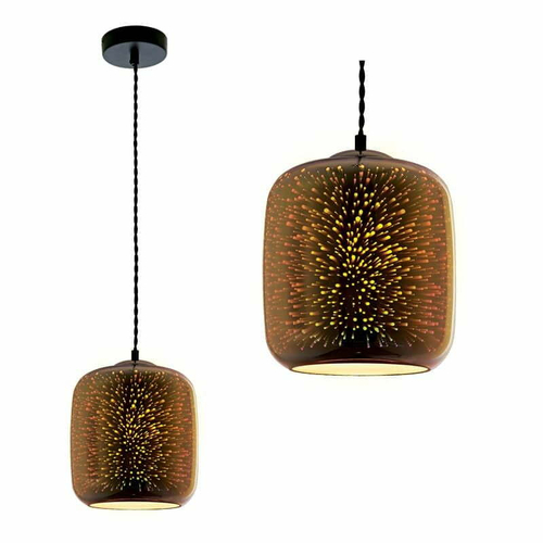 DLC-G443 E27 COPPER  Светильник декоративный подвесной ТМ Fametto, серия Galassia. Без лампы. Материал металл, стекло; цвет медный. d-260 мм, h-12