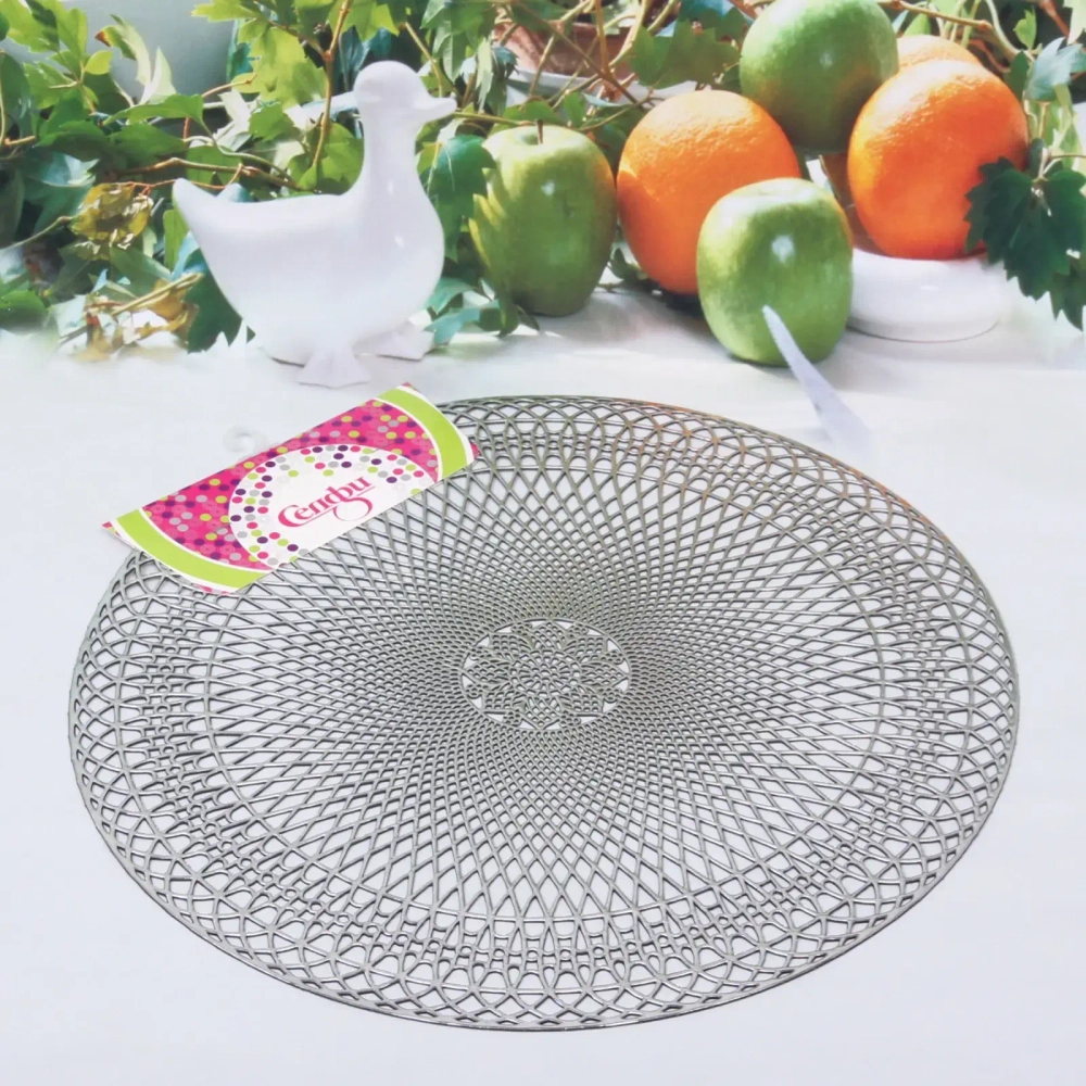 Салфетка плетеная 38см «Кружево» серебро