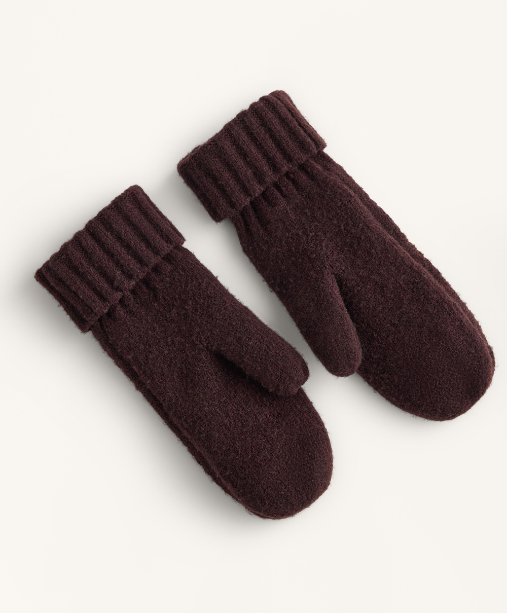 Oysho Варежки с аранским узором, темно-виный
