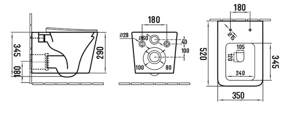 Унитаз подвесной с крышкой Boheme Zen 967-SET-D безободковый, с микролифтом , DAPHNE