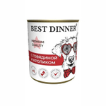 Консервы для собак с 6 мес с Говядиной и кроликом, 340г Best Dinner Premium Меню №3