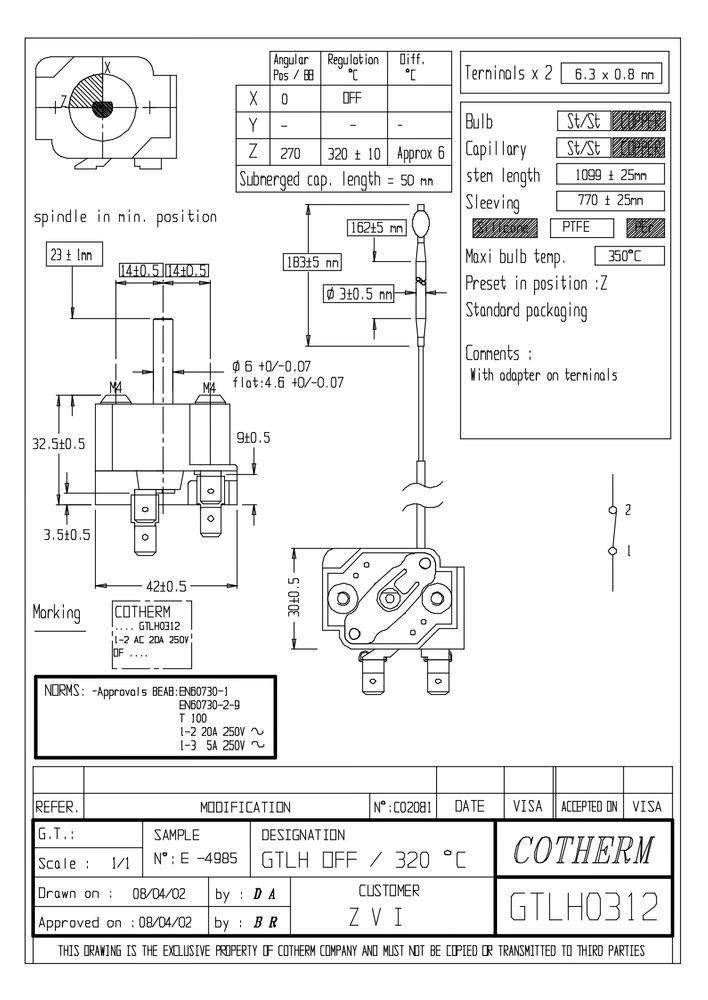 Терморегулятор Cotherm GTLH0312