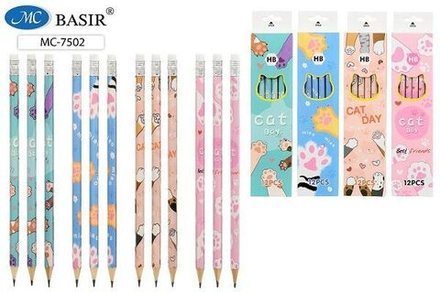 Карандаш Лапки деревянный, HB, с ластиком