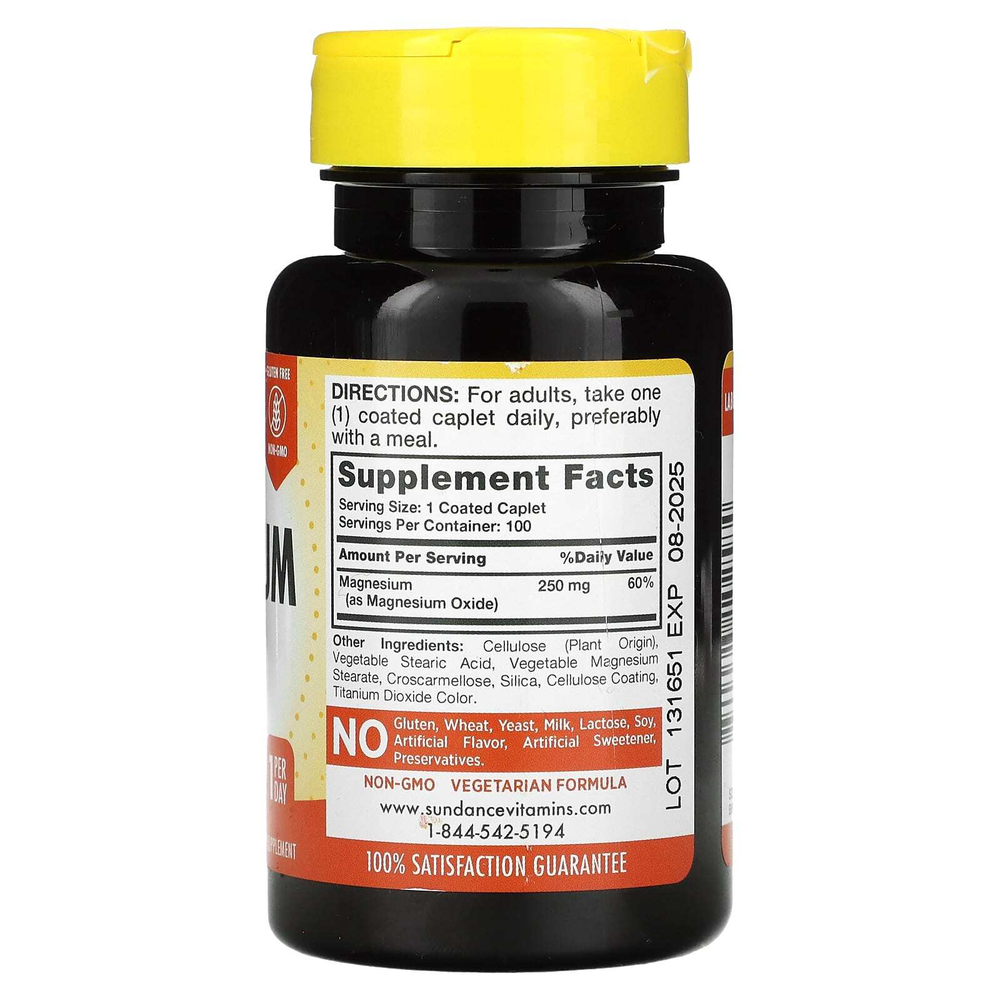 Sundance Vitamins, магний, 250 мг, 100 капсул в оболочке