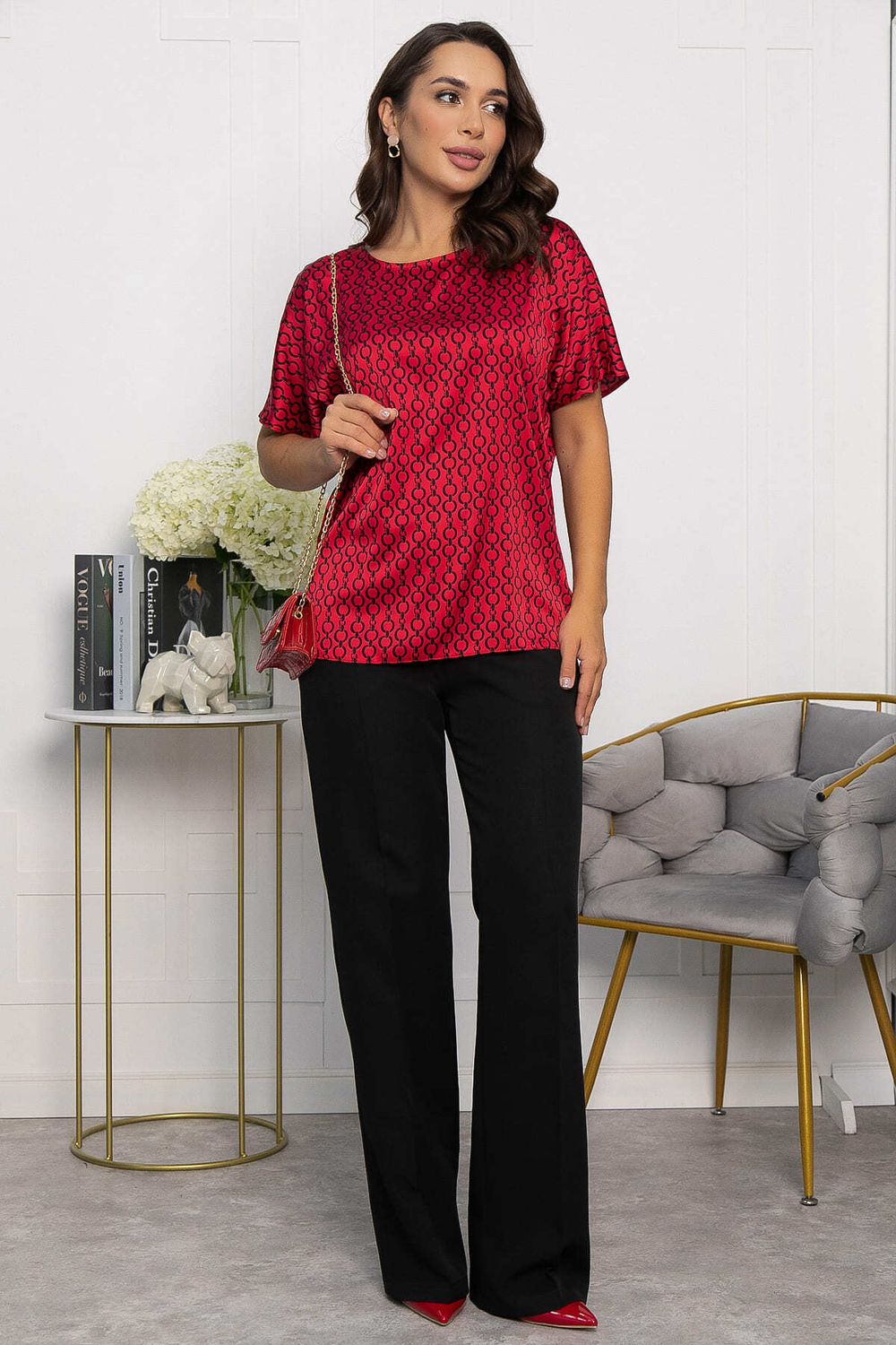 Блуза Морган (красная/цепи) Б14087-16М LT Collection