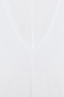 ZARA ХЛОПКОВАЯ ФУТБОЛКА С V-ОБРАЗНЫМ ВЫРЕЗОМ, БЕЛЫЙ