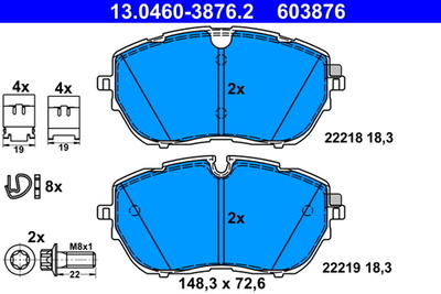 ATE - 13046038762-ATE - Brake Pad Set, disc brake