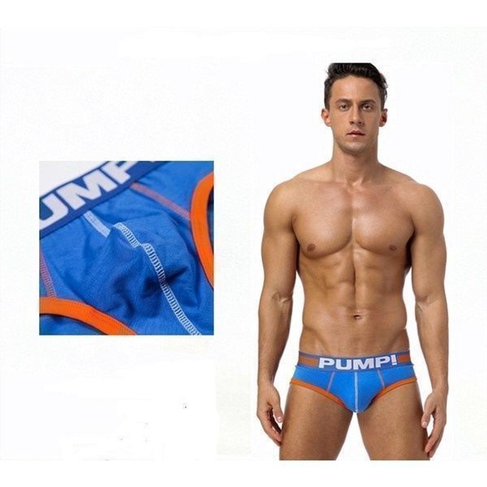 Мужские трусы брифы сине-оранжевые  Pump Orange- Blue Brief H69