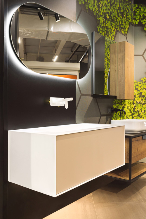 Armadi Art MINIMAL 100 Тумба 406 MAT CASHEMERE фасад прям (1 ящ. горизонт) с инт.подсветкой+прямая столешница