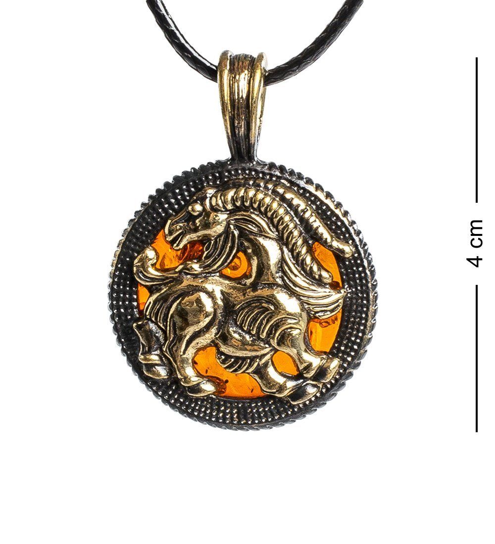 AM-1182 Подвеска «Знак зодиака-Козерог» (латунь, янтарь)