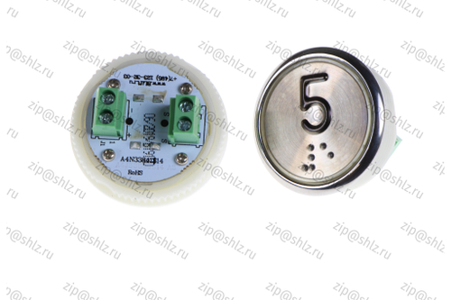 Кнопка (кнопочный модуль) EA2406S-S-W "5 этаж", круглая, статическая белая подсветка, Брайль