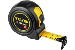Рулетка Stayer BlackMax 8м / 25мм в ударостойком полностью обрезиненном корпусе и двумя фиксаторами 3410-08_z02