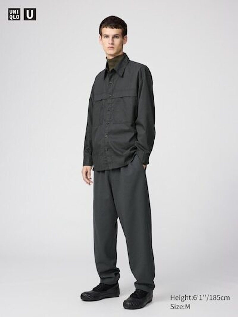 UNIQLO ХЛОПКОВЫЕ БРЮКИ-ДЖОГГЕРЫ, ТЕМНО-СЕРЫЙ