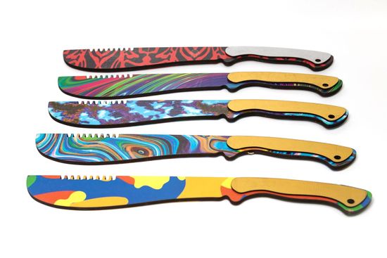 Деревянный нож Мачета цветной, фанера, 48см