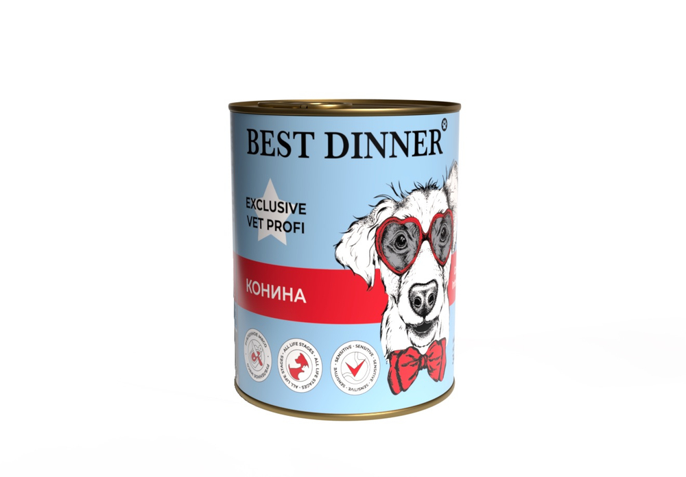 BEST DINNER Vet Profi Консервы для собак при проблемах пищеварения конина 0,34 кг