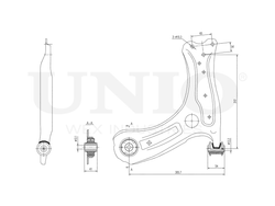 Рычаг подвески поперечный передний нижний левый UNIO SSP-40074