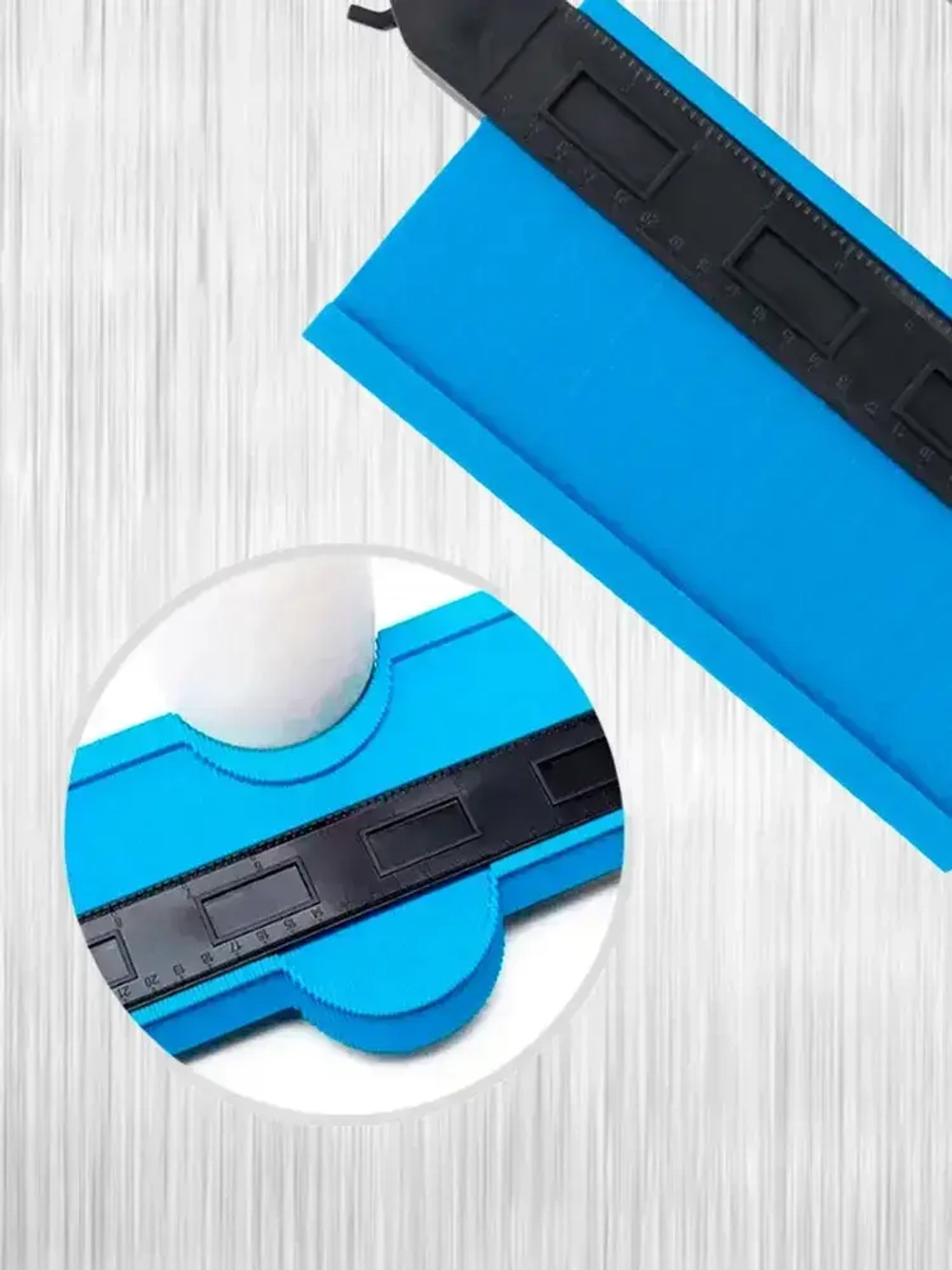 Копировальный шаблон с фиксатором 250 глубина замера 50мм+ ФИКСАТОР / Контурный шаблон строительный