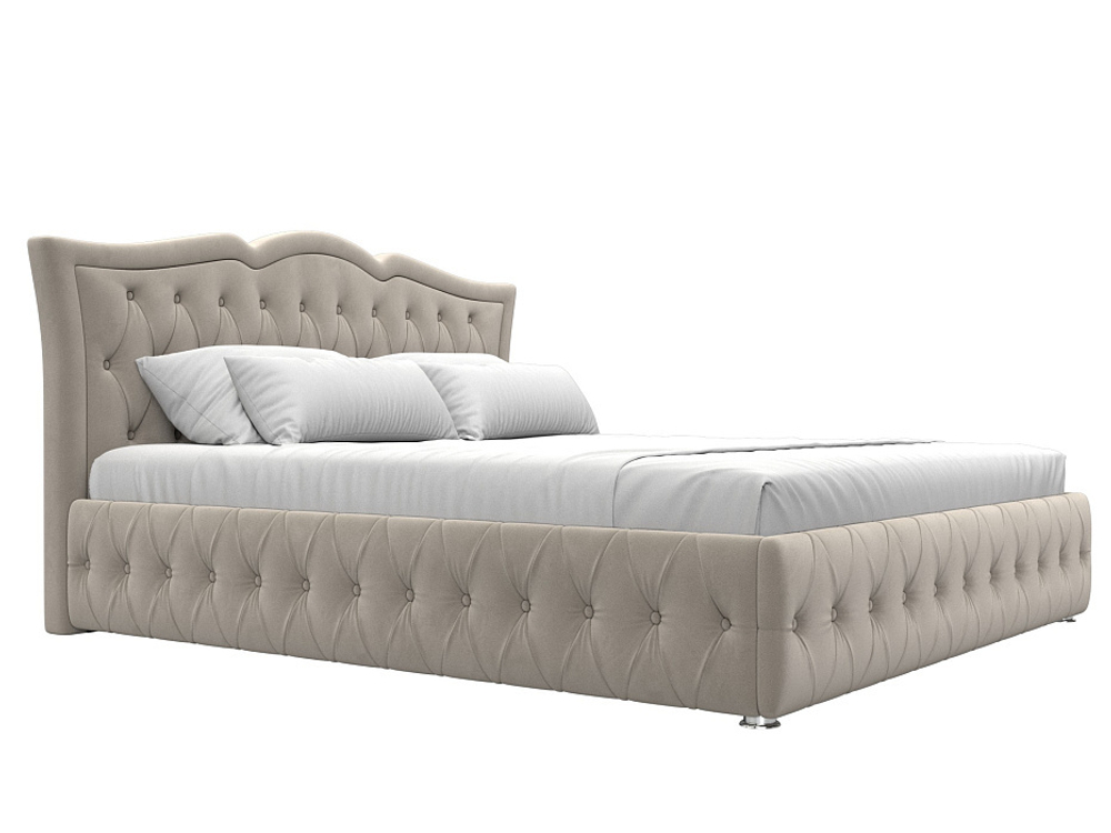 Кровать интерьерная Герда 180, Бежевый, Микровельвет, 108356