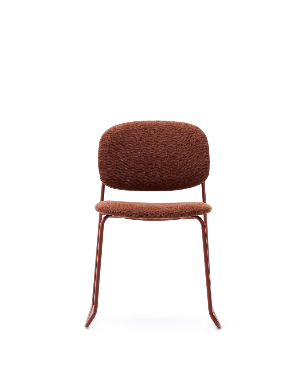 Стул Meli из терракотовой шенилли с терракотовыми металлическими ножками