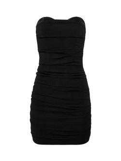 Черное мини-платье с драпировкой