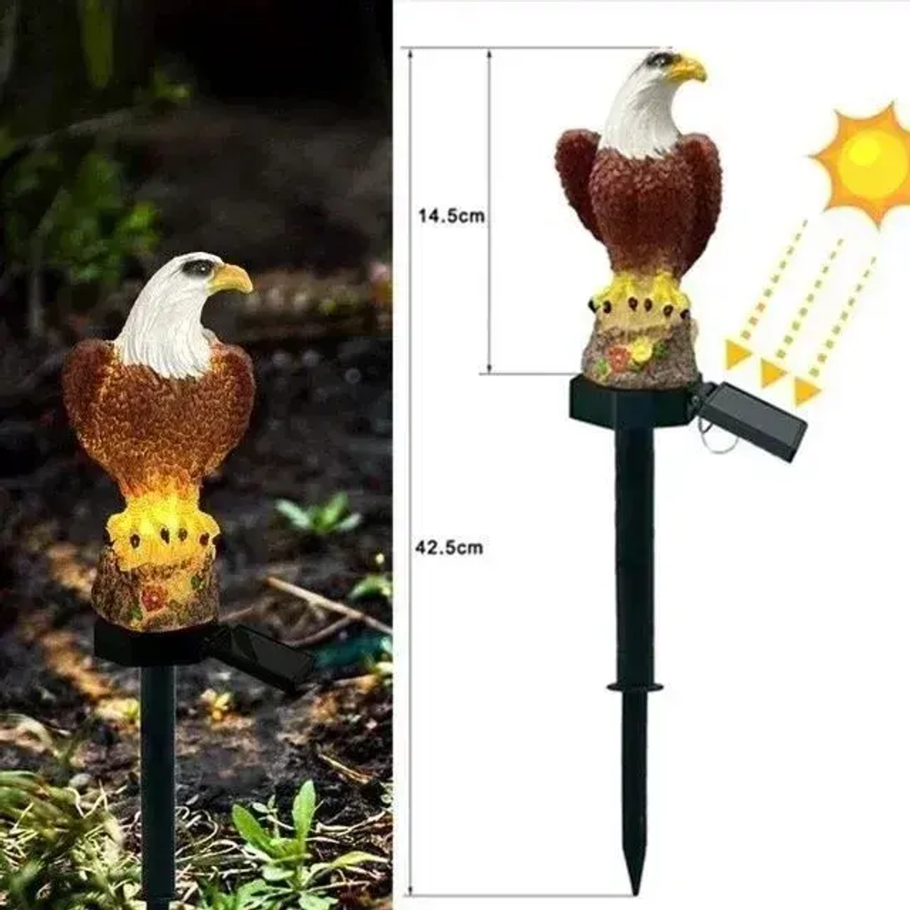 Светильник уличный на солнечной батарее Орел фигурка садовая бежевый для украшения дачи и сада