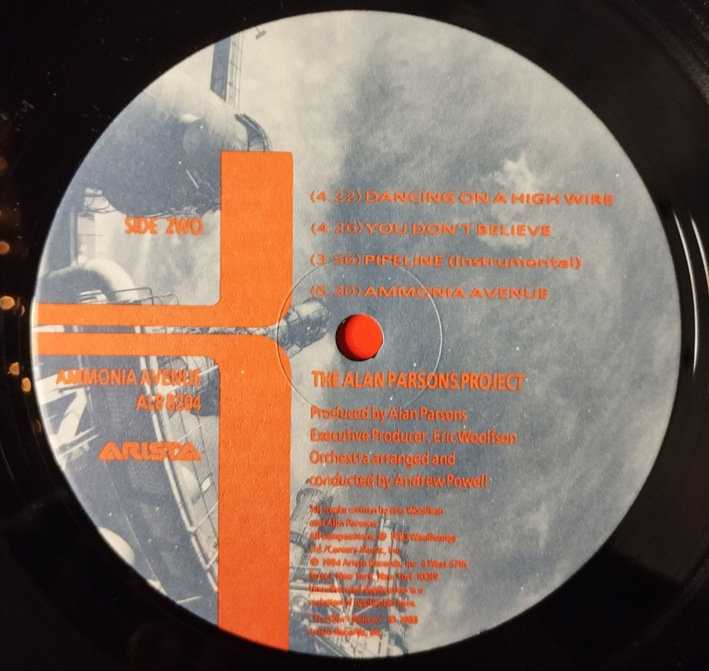 Винтажная виниловая пластинка LP The Alan Parsons Project Ammonia Avenue (USA 1984)