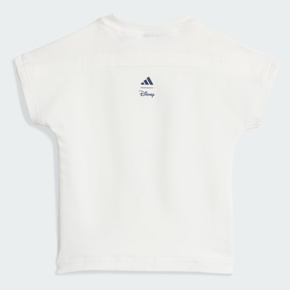 Adidas Комплект из футболки и шорт с принтом "Холодное сердце", белый/темно-синий